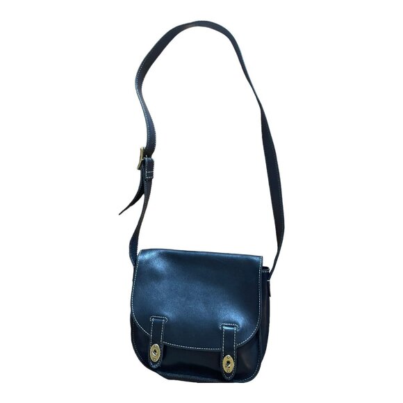 VTG Black Leather Fossil Turnlock Satchel - Picture 9 of 16